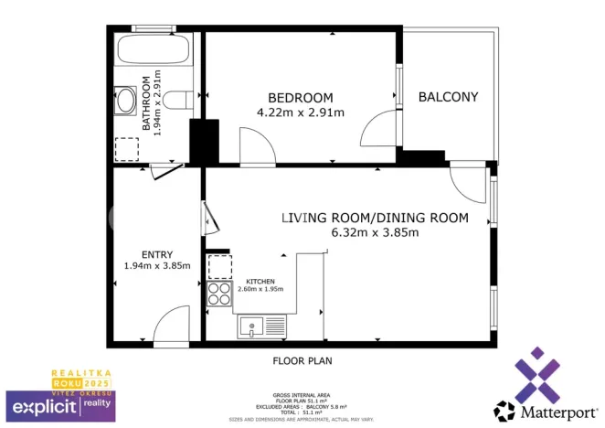 Pronájem bytu 2+kk, Zlín, Voženílkova, 51 m2