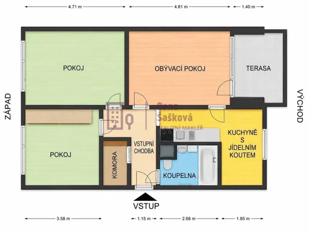 Prodej bytu 3+1, Jindřichův Hradec - Jindřichův Hradec III, sídliště Vajgar, 68 m2