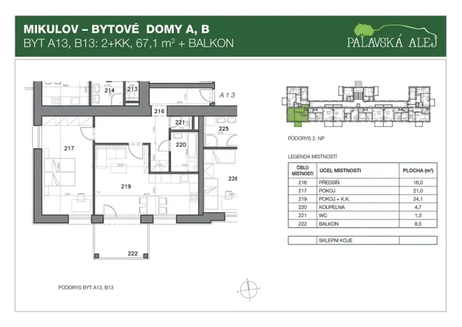 Pronájem bytu 2+kk, Mikulov, Bezručova, 67 m2