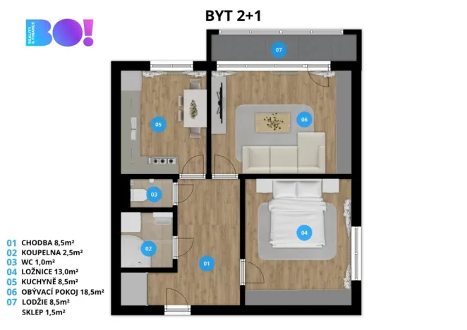 Prodej bytu 2+1, Ostrava, Vdovská, 62 m2