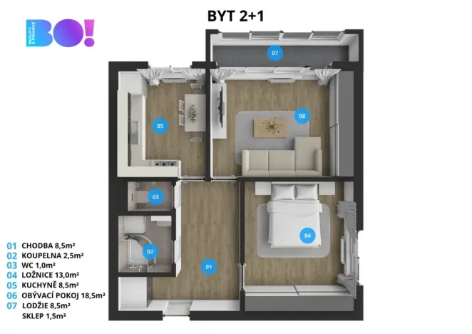 Prodej bytu 2+1, Ostrava, Vdovská, 62 m2