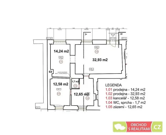 Prodej obchodního prostoru, Slaný, Vinařického, 74 m2