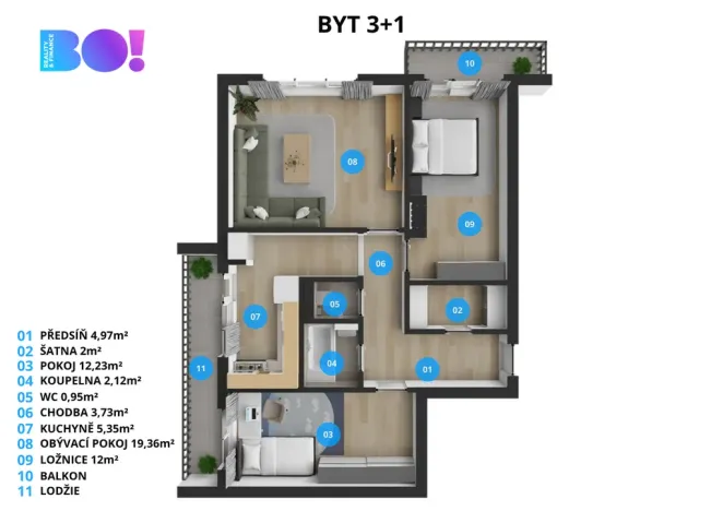 Prodej bytu 3+1, Třinec, Beskydská, 70 m2