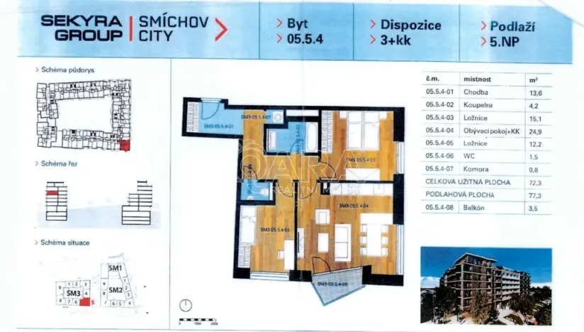 Pronájem bytu 3+kk, Praha - Smíchov, Šiklové, 85 m2