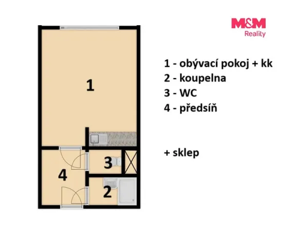 Prodej bytu 1+kk, Praha - Michle, Batelovská, 24 m2