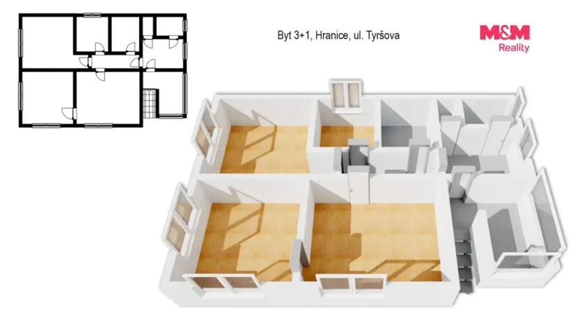 Prodej bytu 3+1, Hranice - Hranice I-Město, Tyršova, 76 m2