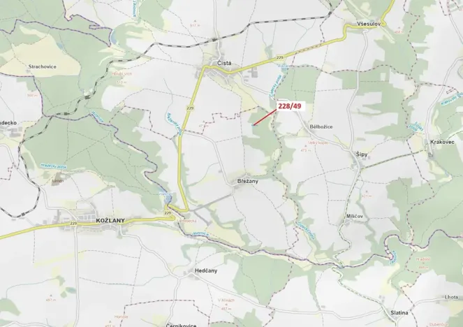 Dražba lesa, Břežany, 2070 m2
