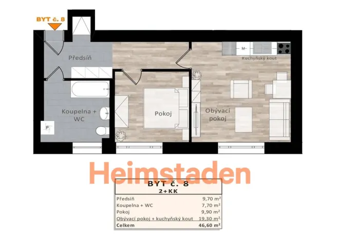 Pronájem bytu 2+kk, Ostrava-Kunčičky, Výhradní, 47 m2