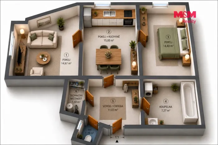 Prodej bytu 2+1, Praha - Holešovice, U Pergamenky, 63 m2