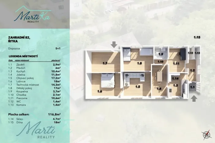 Prodej pozemku pro bydlení, Řitka, Zahradní, 117 m2