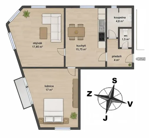 Prodej bytu 2+1, Benešov nad Ploučnicí, Děčínská, 61 m2
