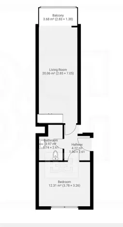 Pronájem bytu 2+kk, Praha - Košíře, Vrchlického, 48 m2