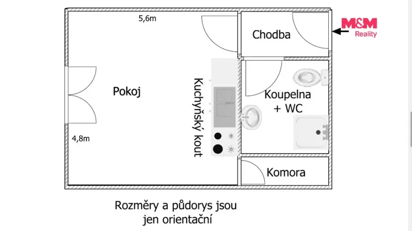 Pronájem bytu 1+kk, Plzeň - Východní Předměstí, Sladkovského, 36 m2