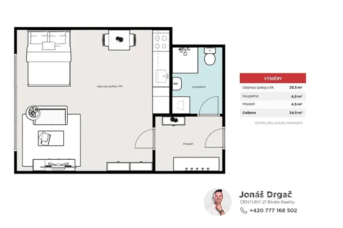 Pronájem bytu 1+kk, Praha - Stodůlky, Sluneční náměstí, 34 m2