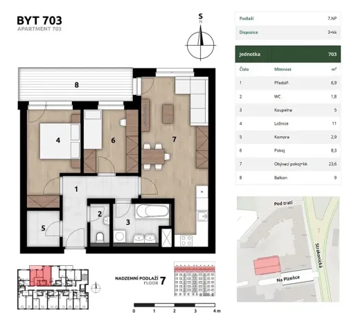Prodej bytu 3+kk, Praha - Smíchov, Na Plzeňce, 65 m2