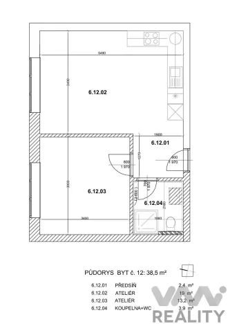 Pronájem bytu 2+kk, Ostrava, 30. dubna, 39 m2