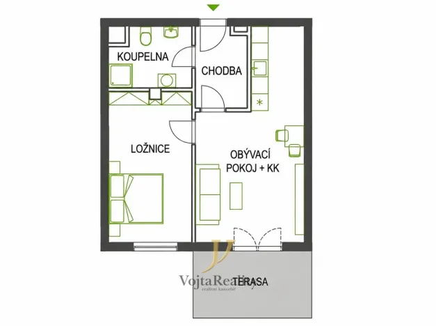 Pronájem bytu 2+kk, Olomouc, Třída Jiřího Pelikána, 48 m2