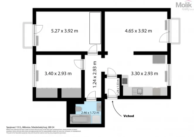 Prodej bytu 3+kk, Milovice - Mladá, Spojovací, 66 m2
