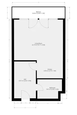 Pronájem bytu 1+kk, Praha - Vysočany, Na Harfě, 43 m2