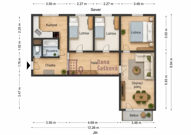 Prodej bytu 4+1, Nová Bystřice, Tovární, 81 m2