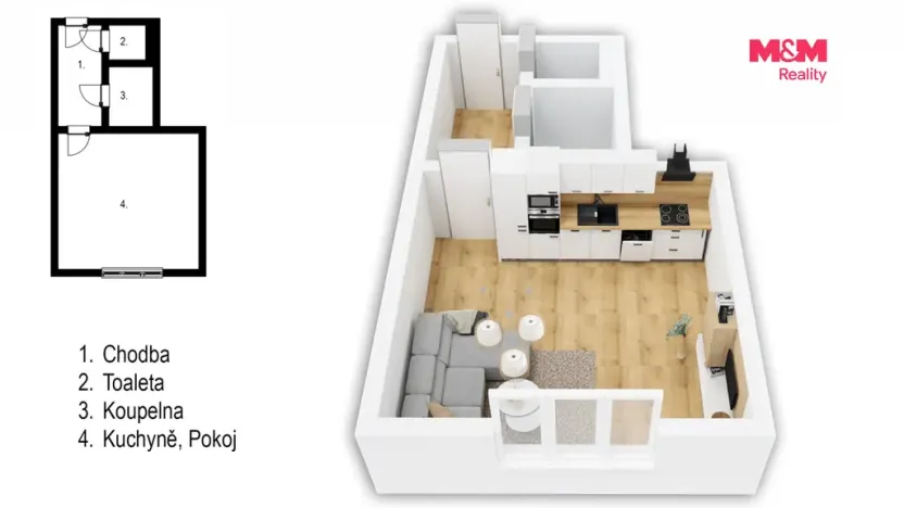 Pronájem bytu 1+kk, Praha - Vršovice, Petrohradská, 30 m2