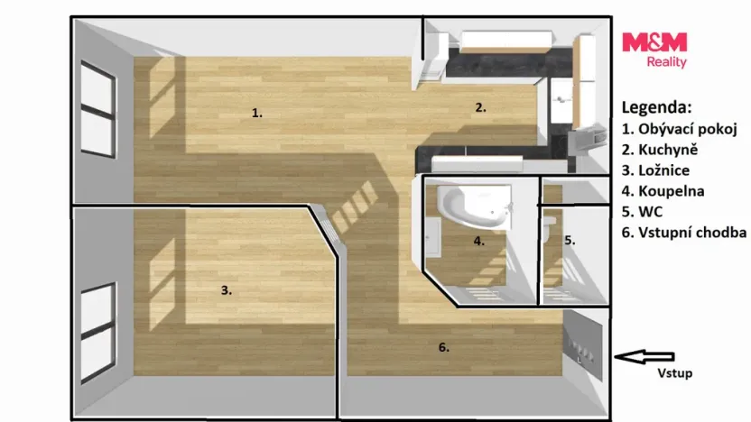 Pronájem bytu 2+kk, Březnice, Rožmitálská, 45 m2