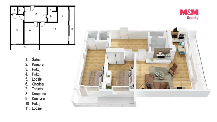 Prodej bytu 3+1, Slaný, Vítězná, 60 m2