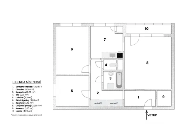Prodej bytu 3+1, Zlín, Křiby, 65 m2