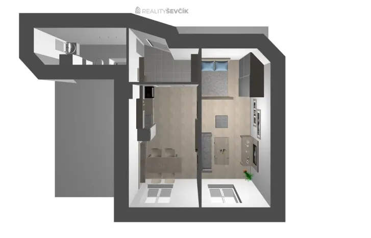 Pronájem bytu 2+kk, České Budějovice - České Budějovice 3, Pražská tř., 42 m2