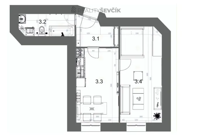 Pronájem bytu 2+kk, České Budějovice - České Budějovice 3, Pražská tř., 42 m2