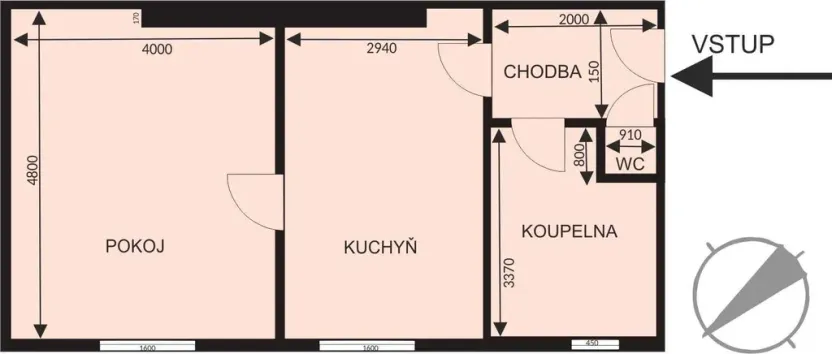 Prodej bytu 2+kk, Mladé Buky, 43 m2