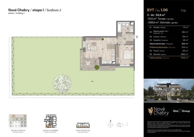 Prodej bytu 2+kk, Praha - Dolní Chabry, Hrušovanské náměstí, 53 m2