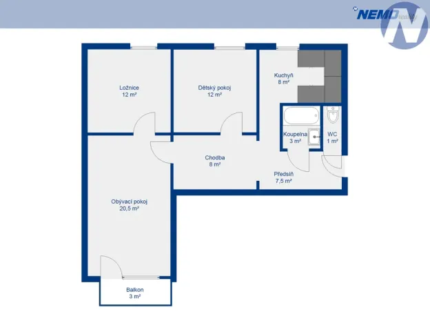 Pronájem bytu 3+1, Vimperk, Mírová, 75 m2