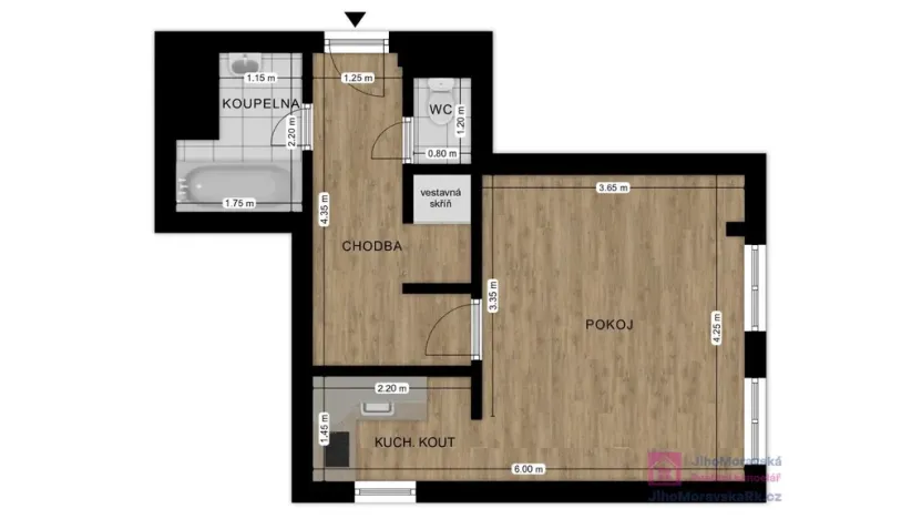 Prodej bytu 1+kk, Břeclav - Poštorná, Nádražní, 32 m2
