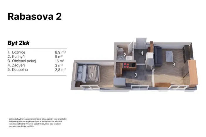 Prodej bytu 2+1, Slaný, Rabasova, 39 m2