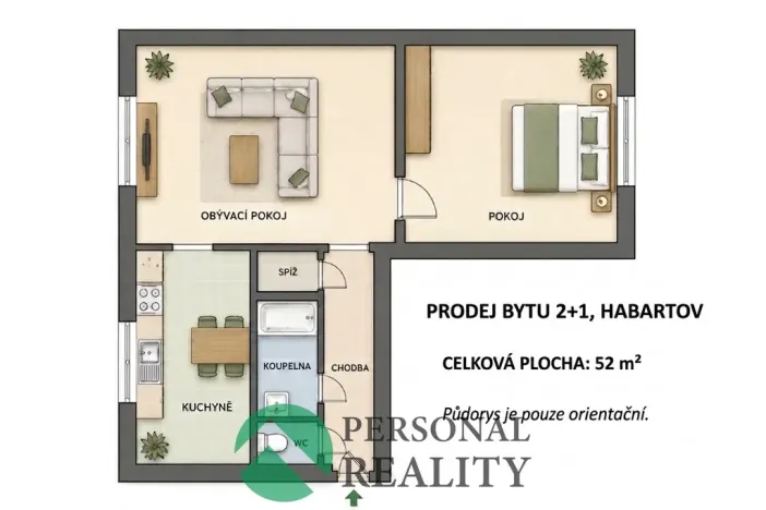 Prodej bytu 2+1, Habartov, 1. máje, 52 m2
