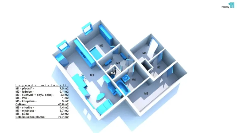 Prodej bytu 1+1, Chyšky, 77 m2