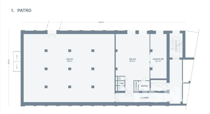 Pronájem skladu, Brno - Komárov, Komárovské nábřeží, 397 m2