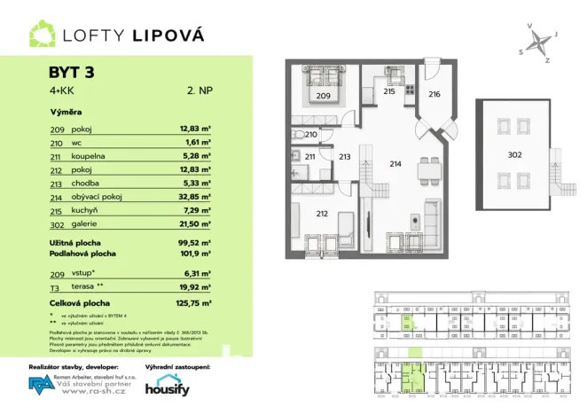 Prodej bytu 4+kk, Hodonice, 101 m2