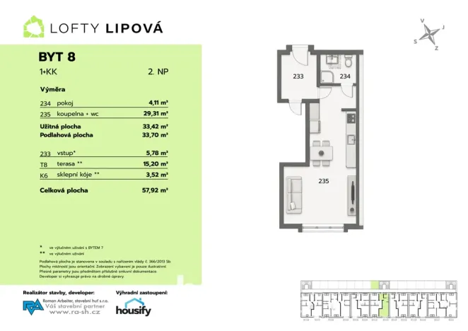 Prodej bytu 1+kk, Hodonice, 33 m2