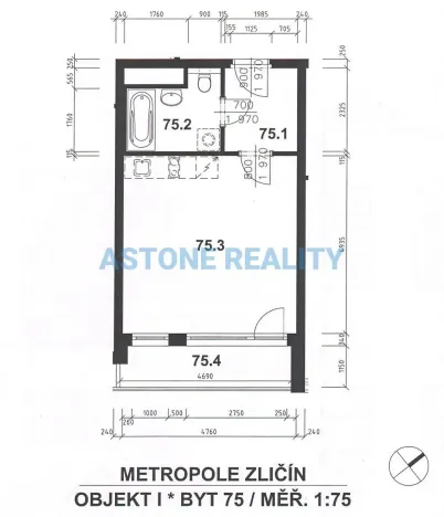 Prodej bytu 1+kk, Praha - Zličín, Míšovická, 38 m2