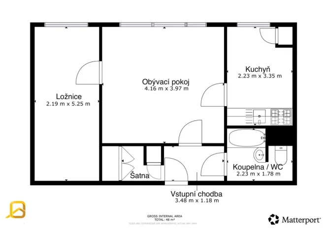 Pronájem bytu 2+1, Zlín, Slezská, 48 m2