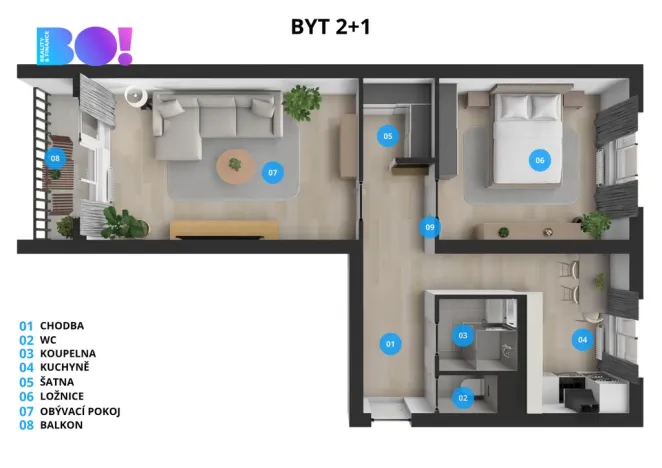 Prodej bytu 2+1, Ostrava, Vincence Makovského, 61 m2