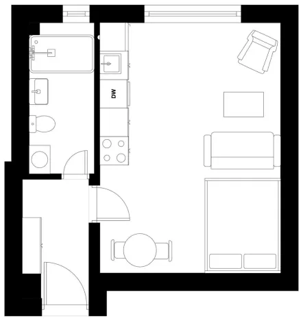 Pronájem bytu 1+kk, Praha - Nusle, U Pernštejnských, 30 m2