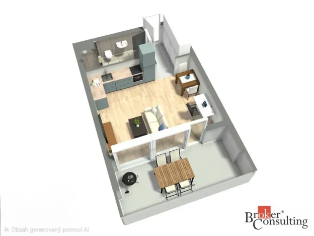 Pronájem bytu 1+kk, Plzeň - Východní Předměstí, Kartónová, 35 m2