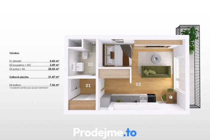 Pronájem bytu 1+kk, Brno - Černovice, Mírová, 32 m2