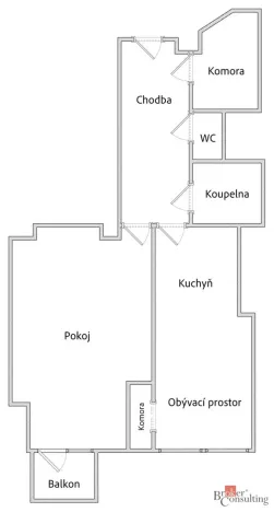 Pronájem bytu 1+1, Brno - Veveří, Burešova, 56 m2