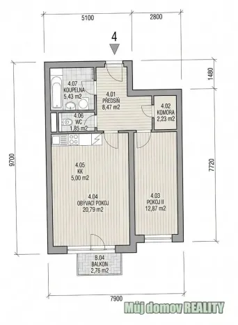 Pronájem bytu 2+kk, Praha - Kunratice, Merhoutova, 60 m2