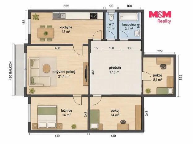 Prodej bytu 4+1, Brno - Nový Lískovec, Slunečná, 92 m2
