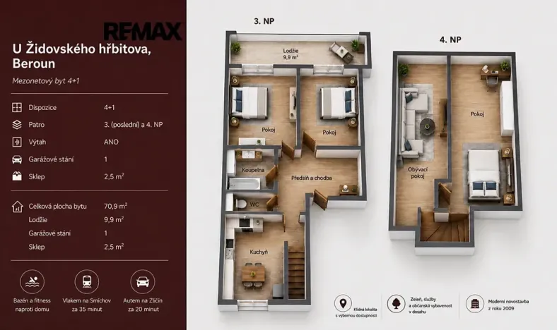 Prodej bytu 4+1, Beroun, U Židovského hřbitova, 70 m2
